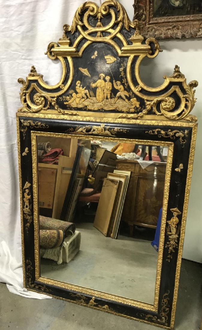 Richly Detailed Chinoiserie Carved Painted Mirror (1 of 19)