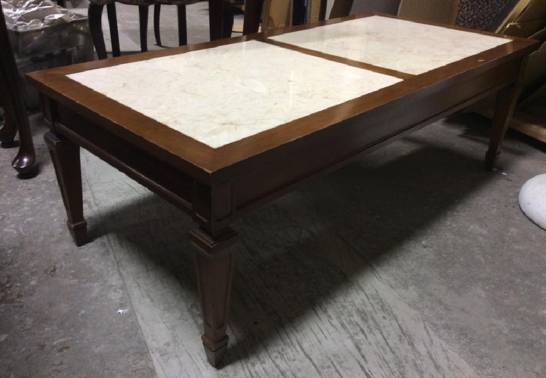 Vintage Wooden Coffee Table W Marble Inserts (1 of 5)
