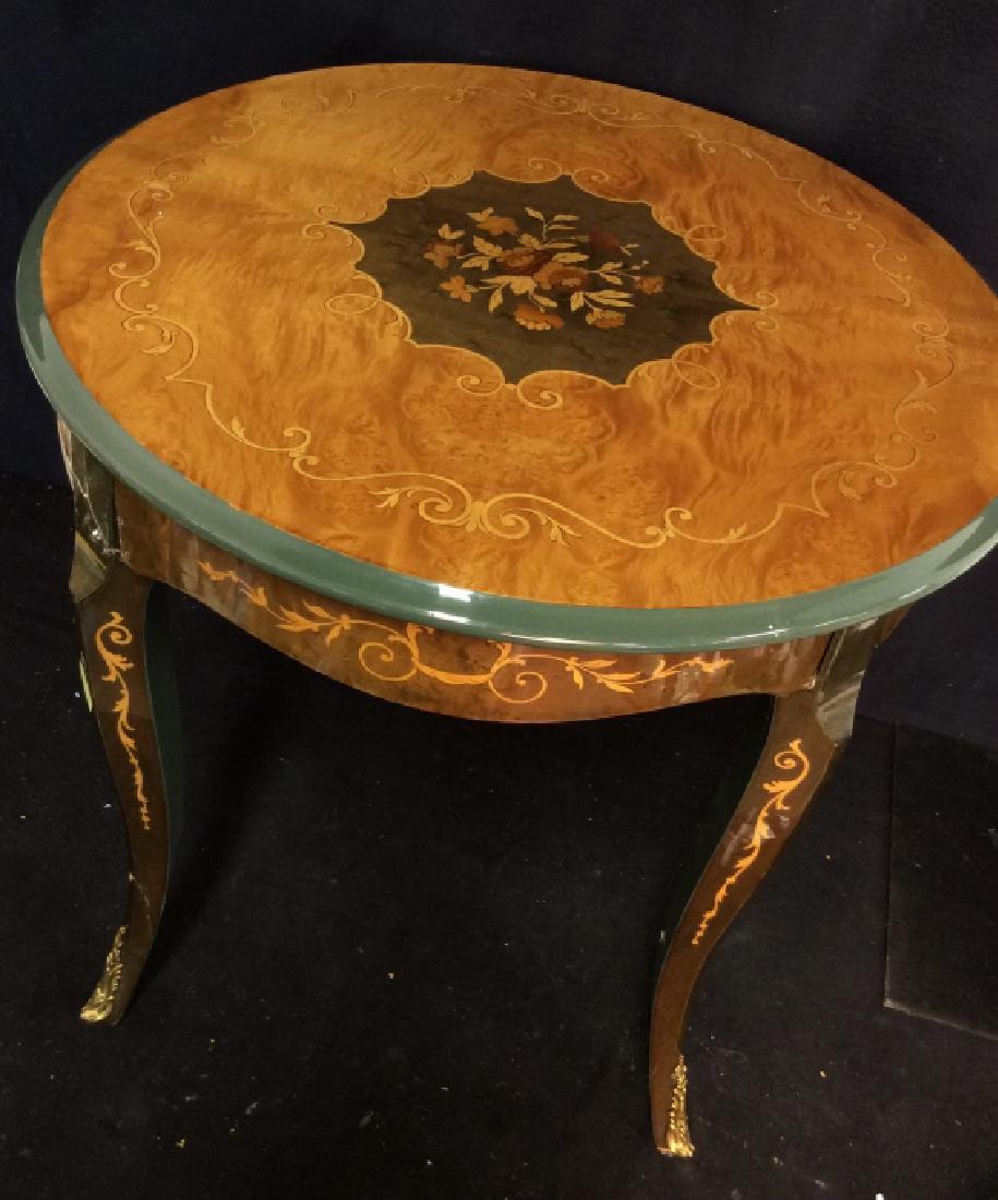 Vintage Wooden Inlay Floral Design End Table (1 of 13)