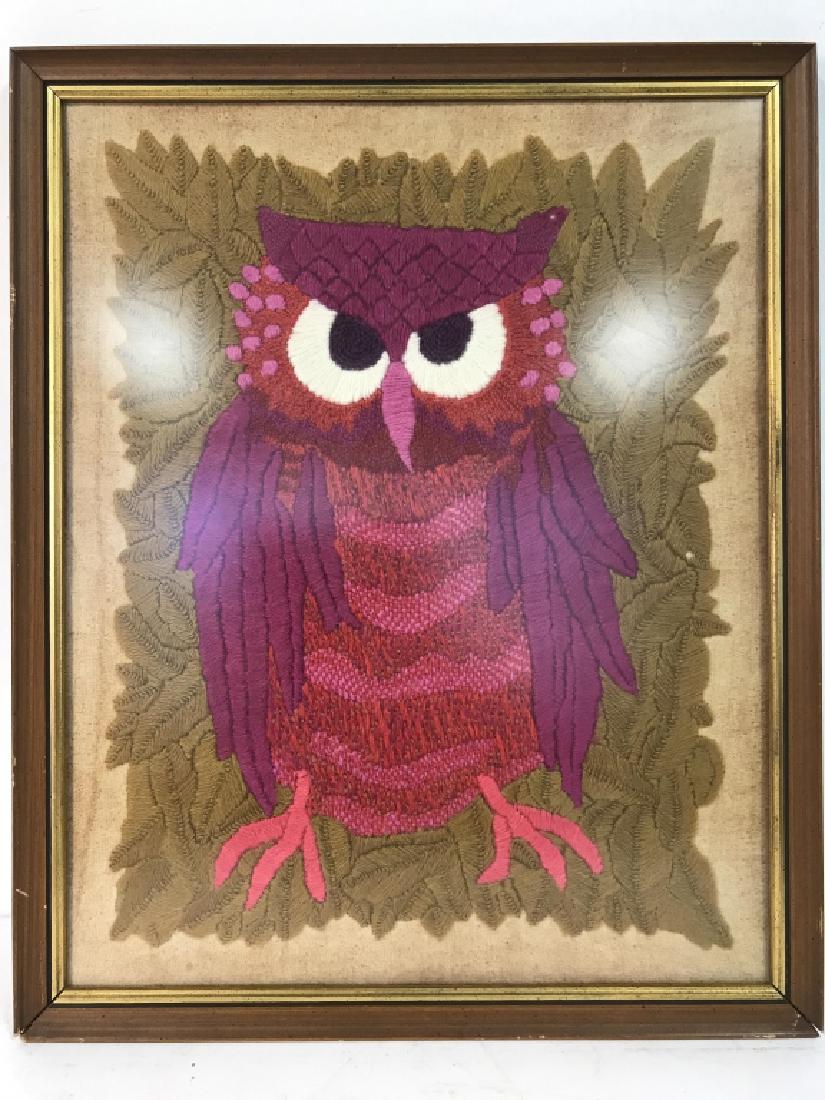 Framed Needlepoint Depicting An Owl (1 of 6)
