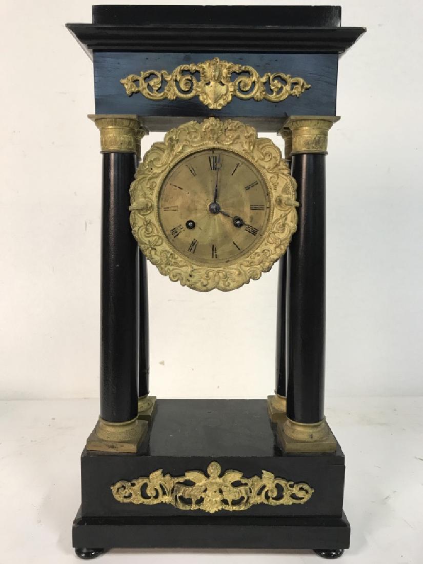 Vintage Black & Gold Toned Pillar Clock (1 of 9)