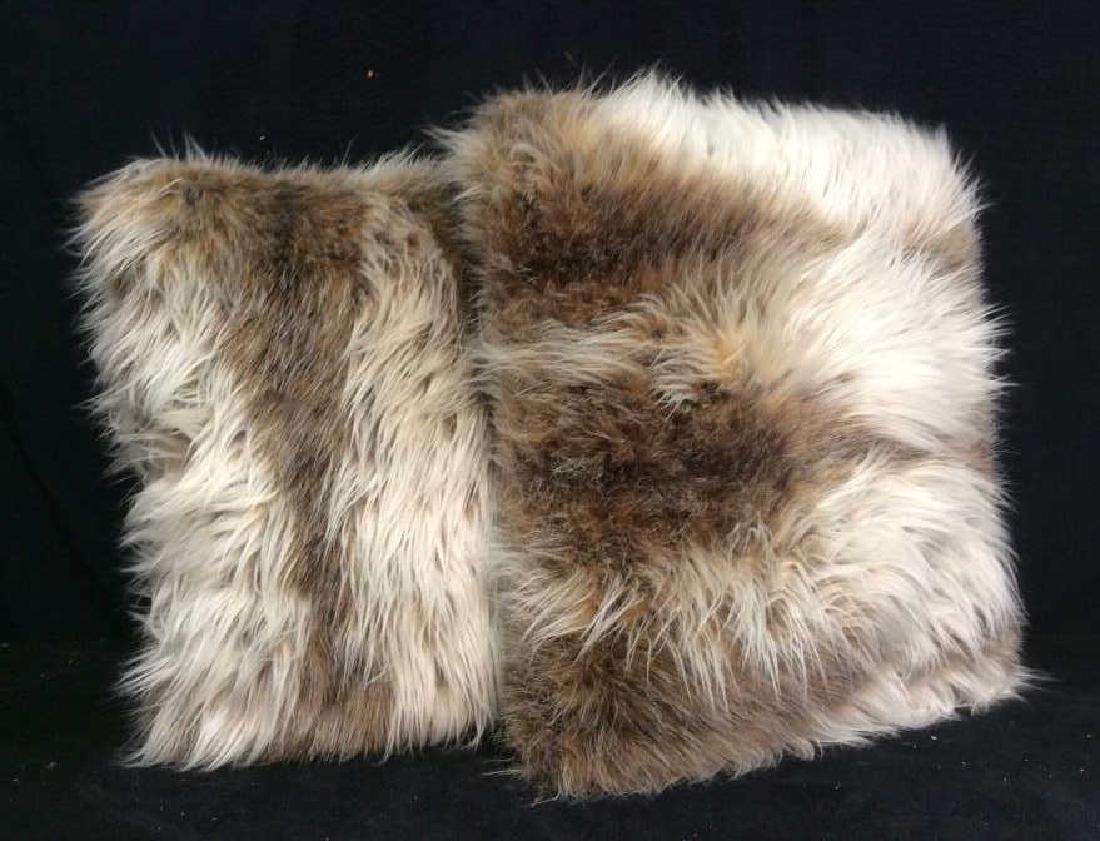 Pair Faux Fur Throw Pillows (1 of 8)