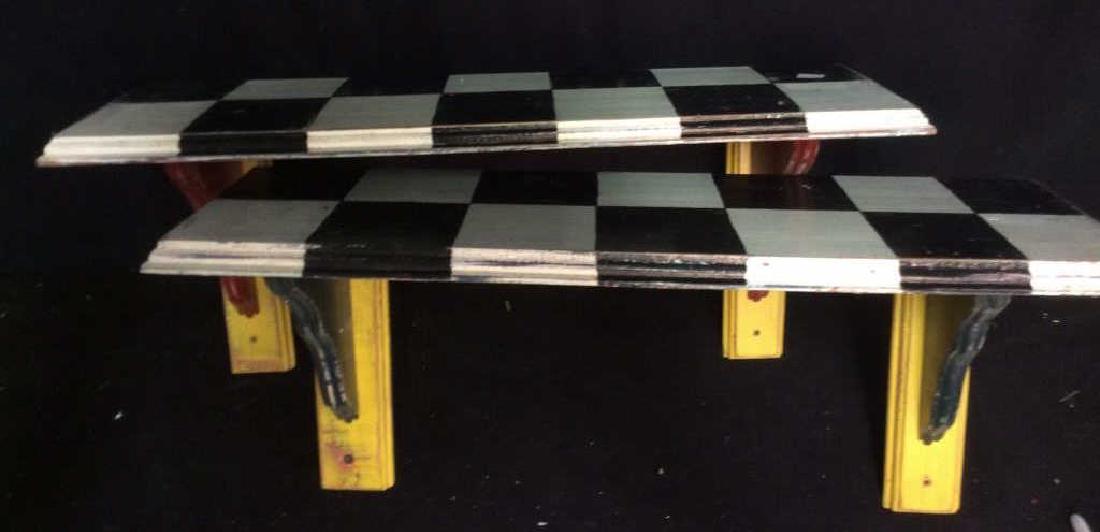 Set 2 Hand Painted Wood Shelves (1 of 7)