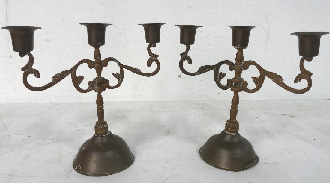 Vintage Pair Of Copper Toned 3 Arm Candelabras (1 of 8)