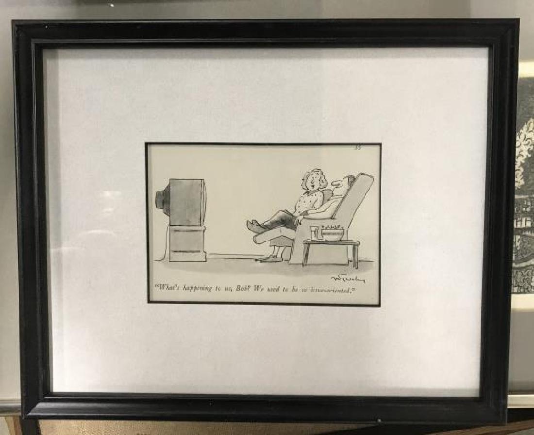 Vintage New Yorker Cartoon Print Framed: Measures app 9 by 11 inches