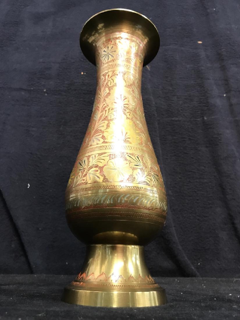Gold Toned Indian Style Brass Vase (1 of 6)