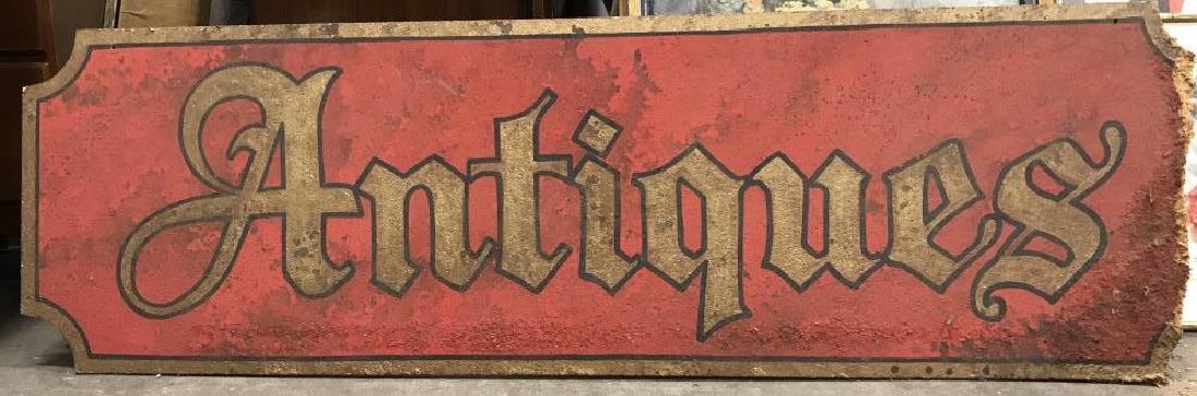 Red & Gold Toned Wooden ANTIQUES Sign (1 of 4)