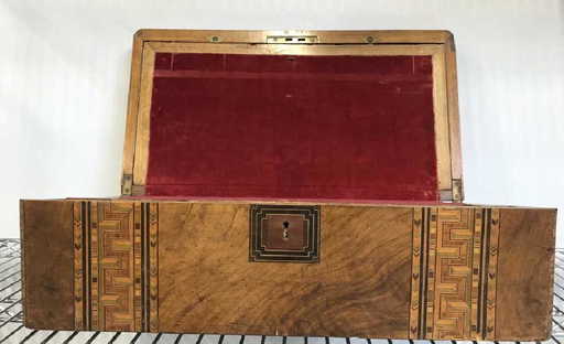 Antique Inlaid Wood Writing Lap Desk - Antique Inlaid Wood Writing Lap Desk