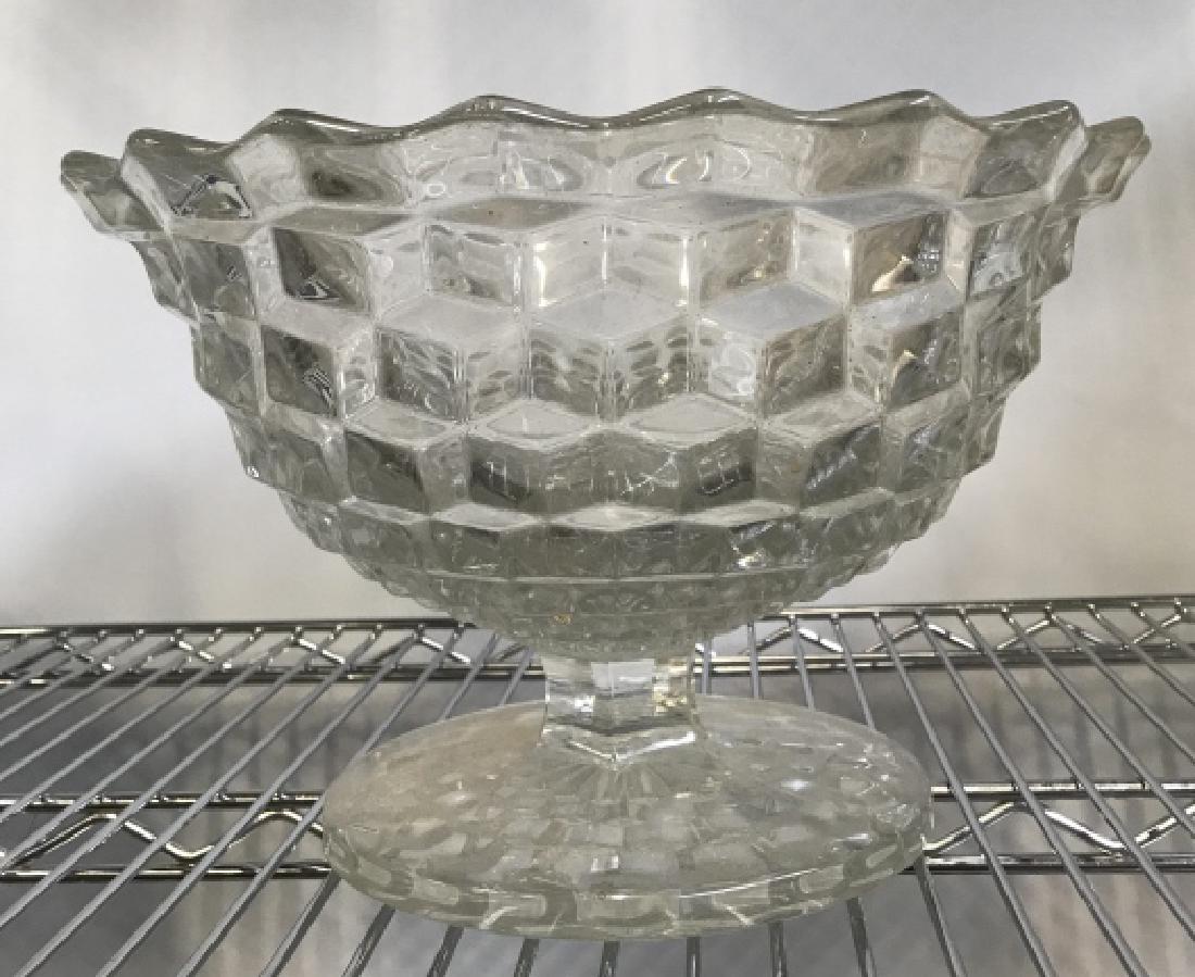 Faceted Diamond Cut Footed Glass Bowl (1 of 8)