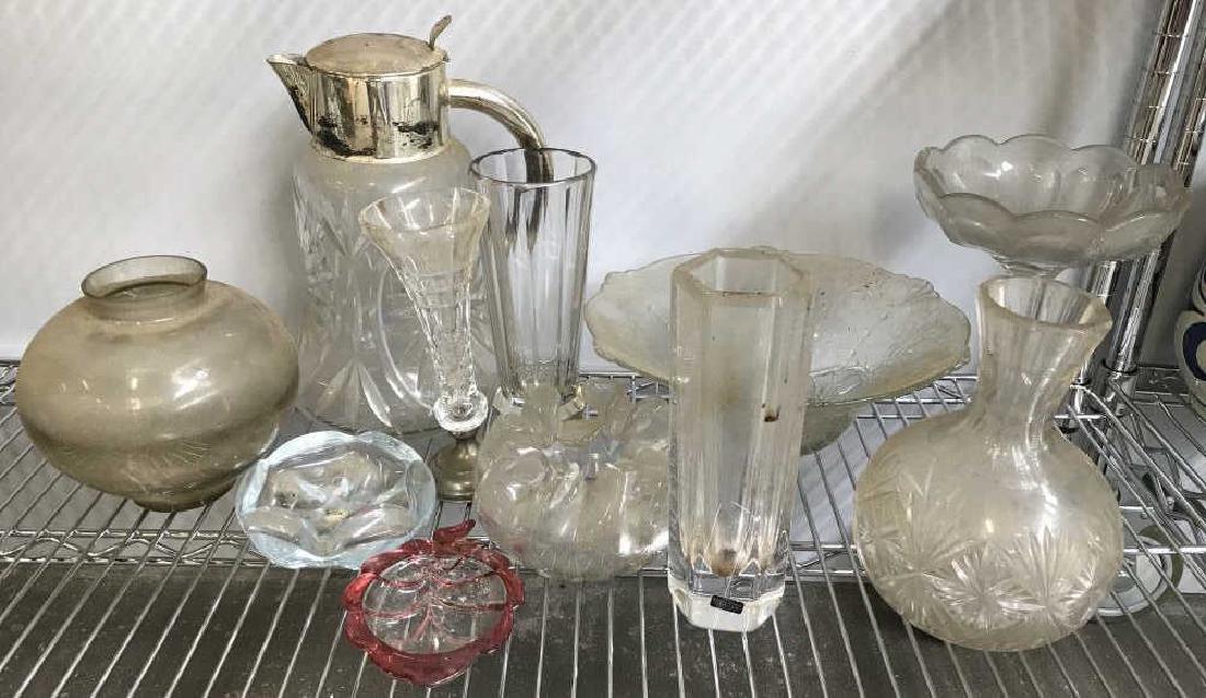 Group Vinntage Cut Pressed Glass Tableware (1 of 9)