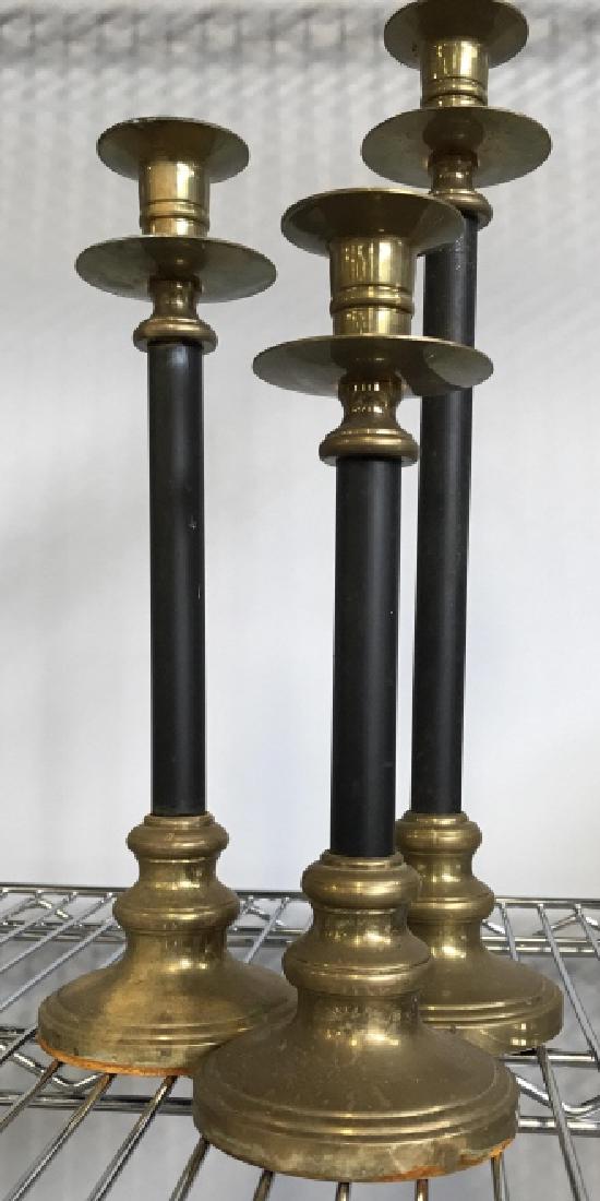 Set 3 Brass and Tole Vintage Candlesticks (1 of 6)