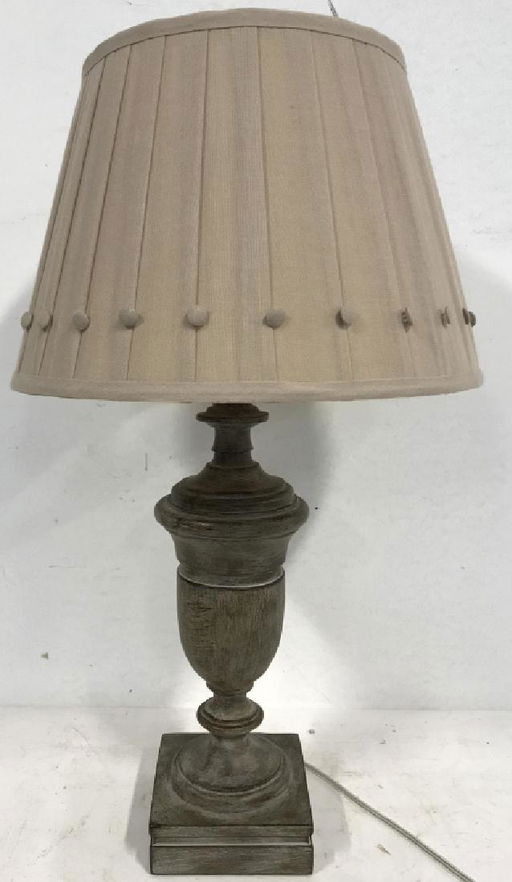 Illumination Station Carved Wooden Lamp W Shade