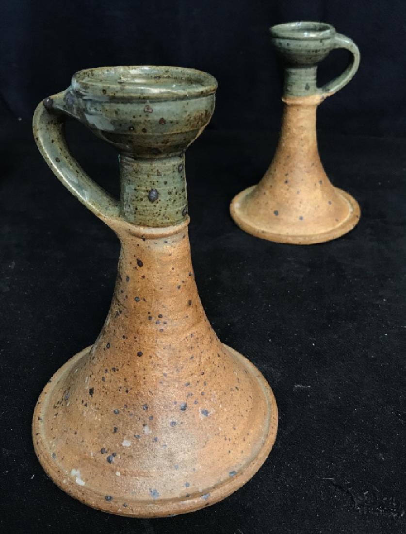 Pair Hand Formed Rustic Ceramic Candlesticks (1 of 6)