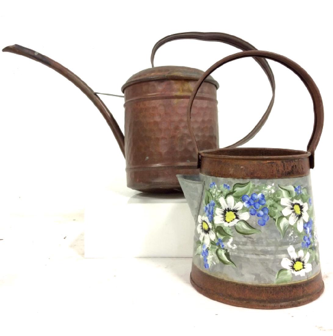 Lot 2 Vintage Metal Watering Cans