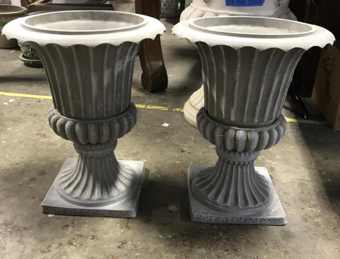 Pair Grey Toned Composite Planters (1 of 6)