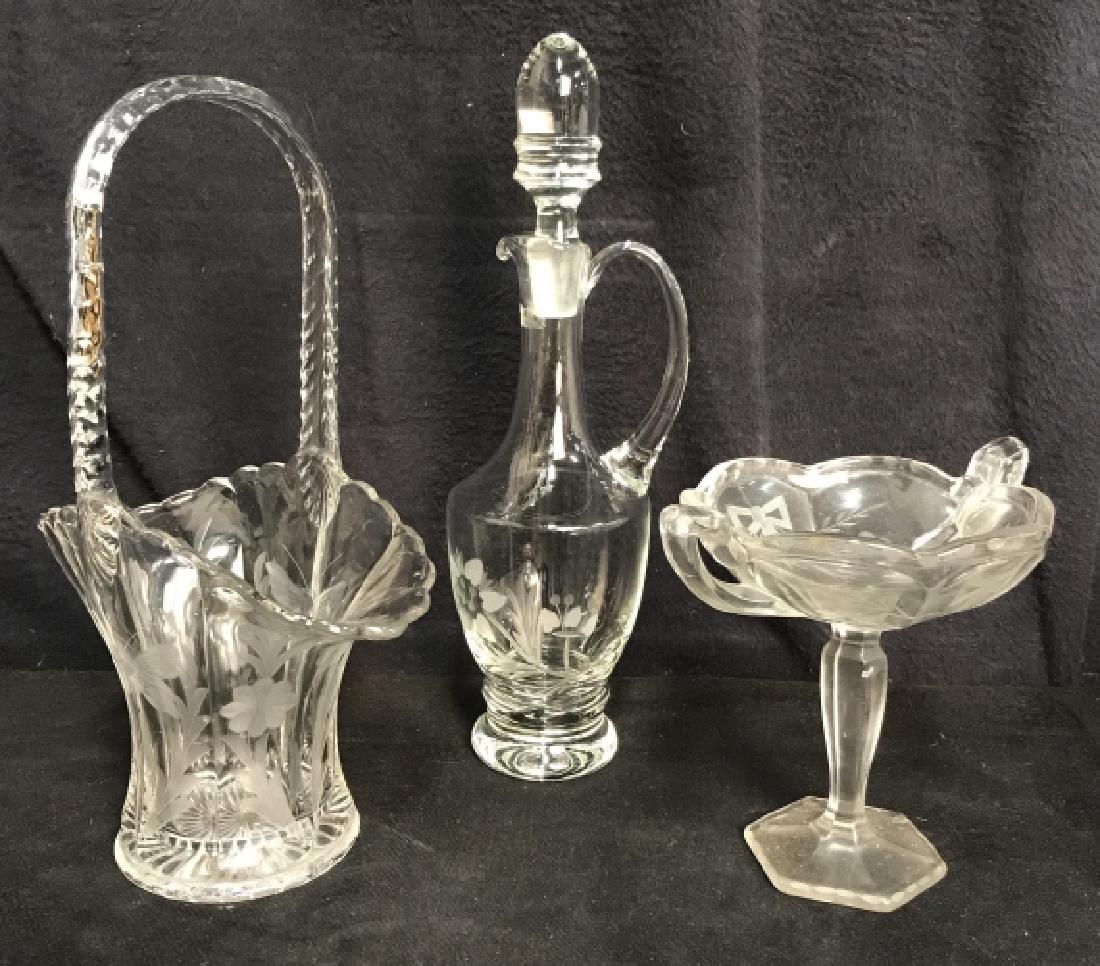 Lot 3 Floral Detail Glass Tabletop Accessories (1 of 7)