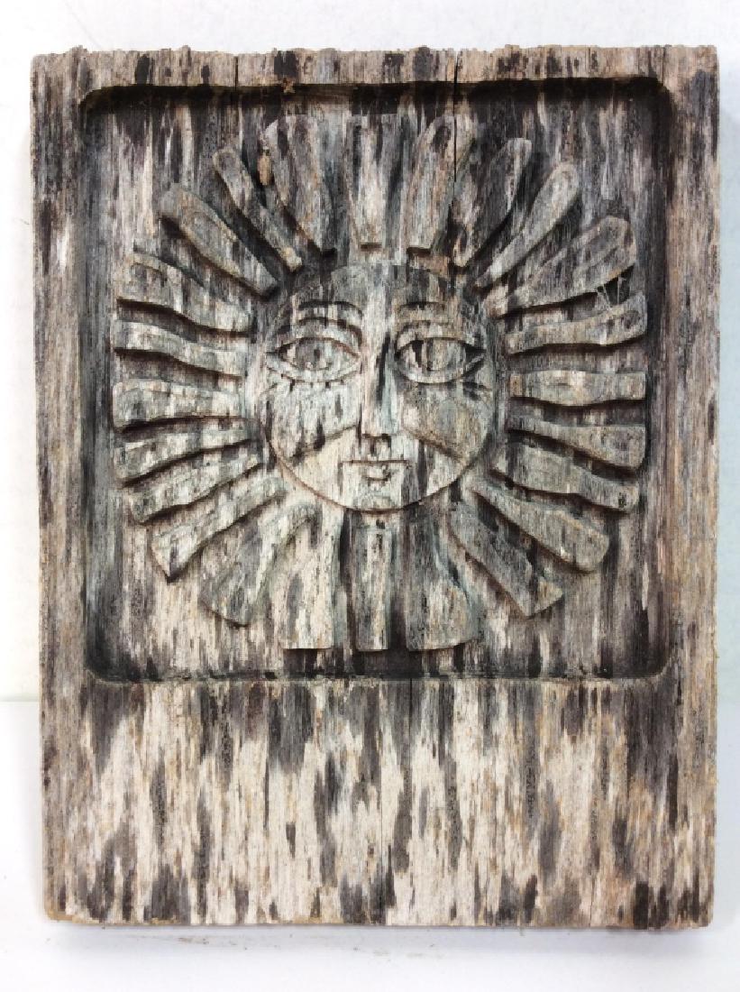 Carved Wood Sun Motif Wall Plaque (1 of 5)