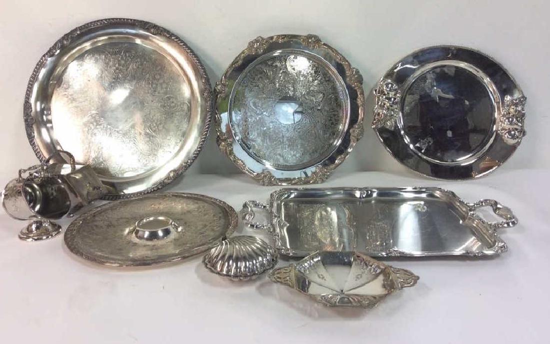 Group Lot Assorted Silver Toned Metal Tableware (1 of 12)