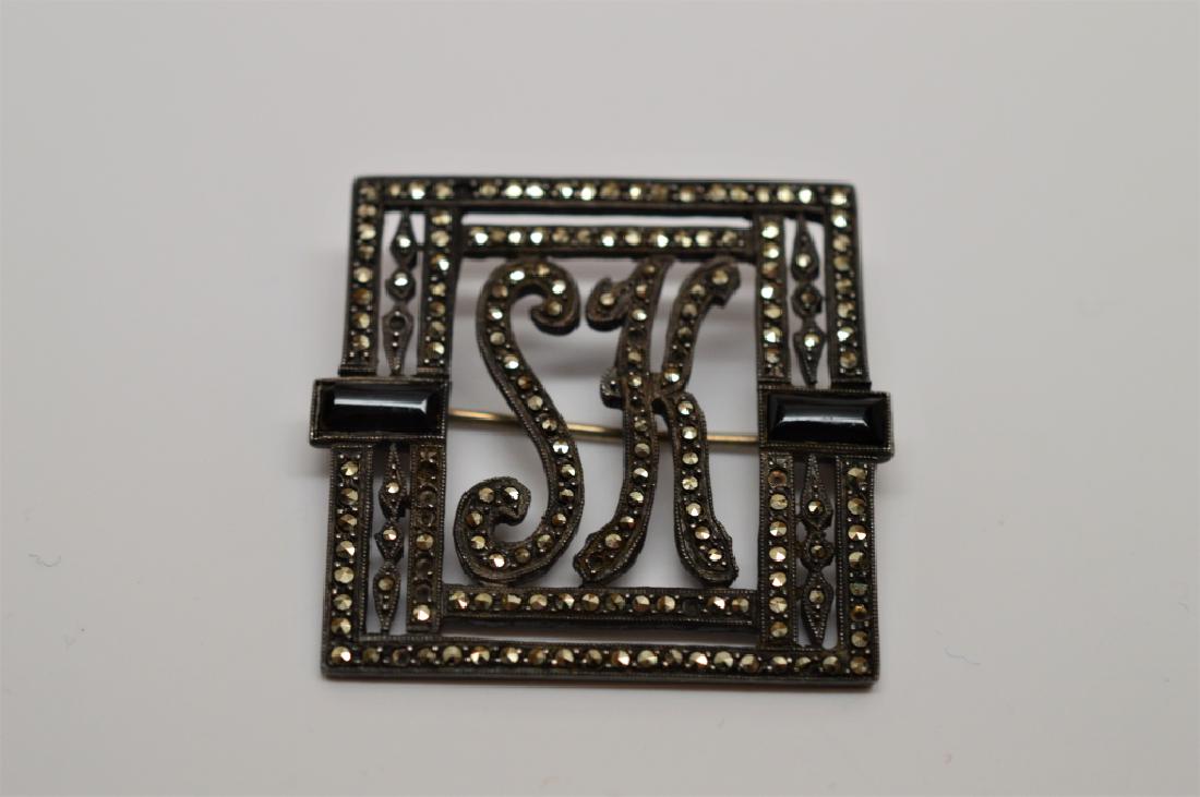 Sterling Silver & Marcasite Initial Pin (1 of 2)