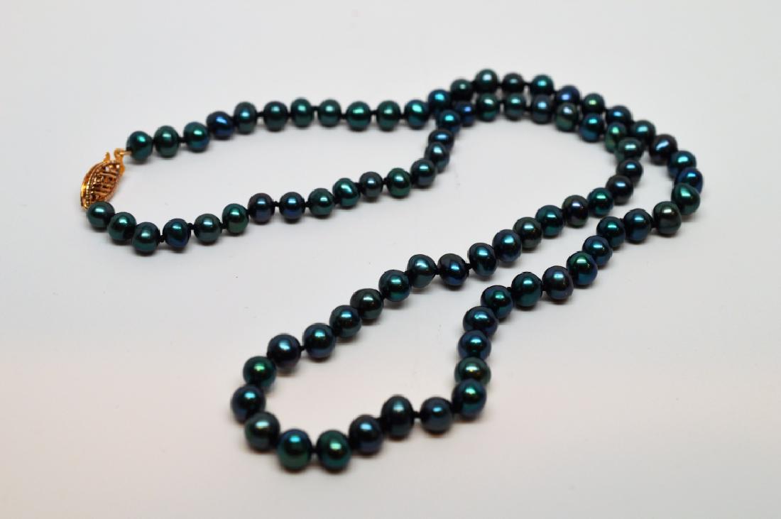 18" Teal Colored Pearl Necklace (1 of 2)
