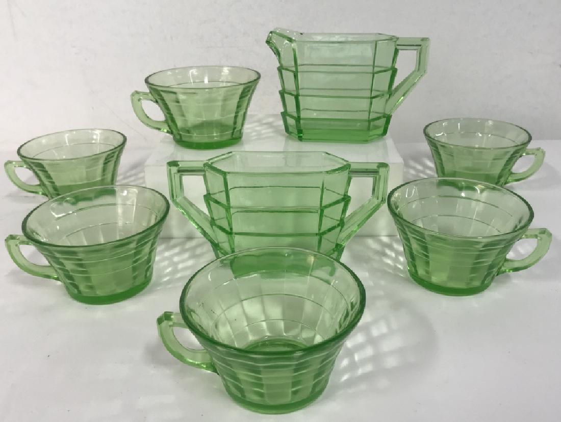 Set 8 Vintage Depression Glass Cups & Creamer (1 of 4)