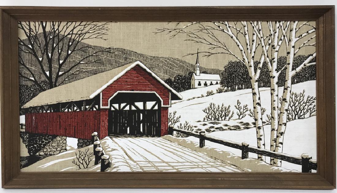 Red Covered Bridge In Winter Artwork (1 of 6)