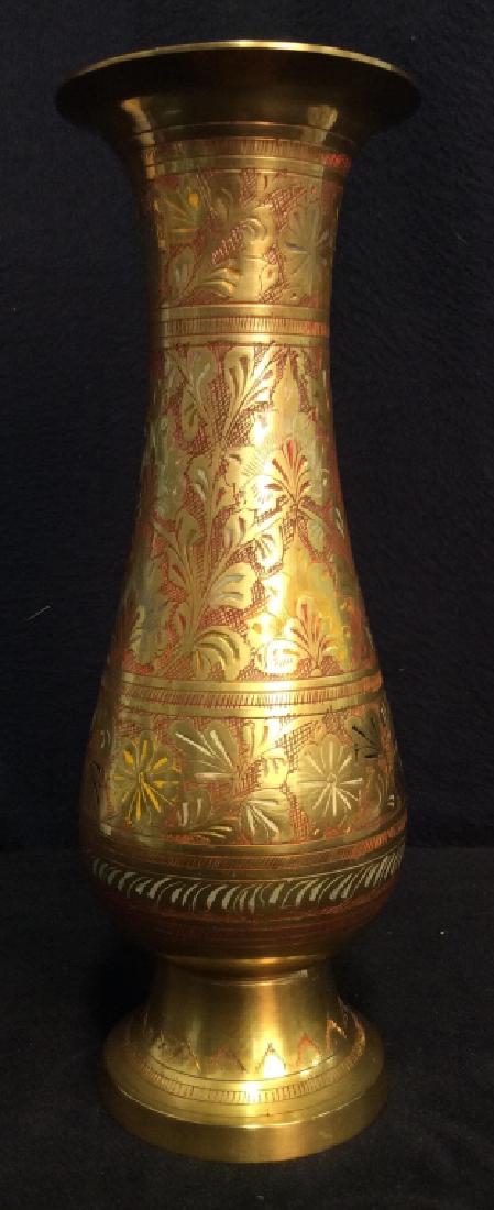 Brass Toned Metal Vase W Etched Design (1 of 7)