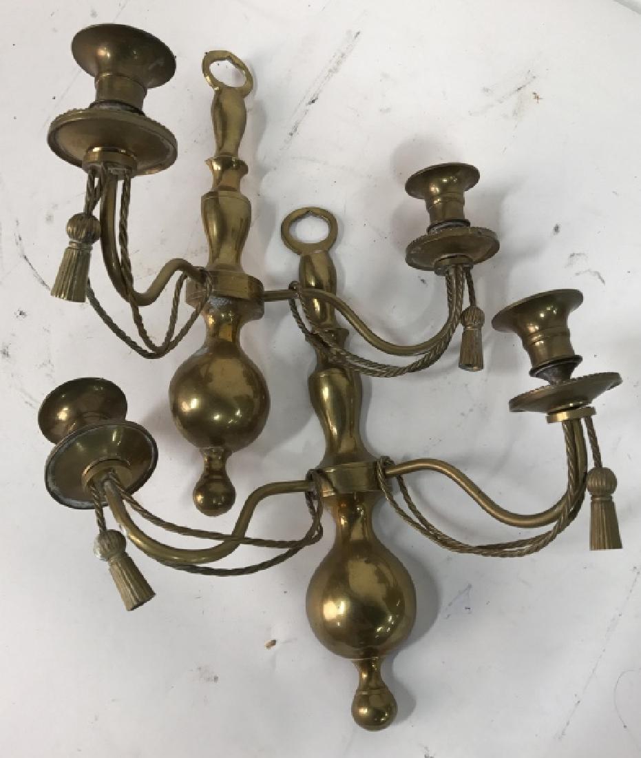 Pair Brass two Arm Candleabra Sconces (1 of 6)