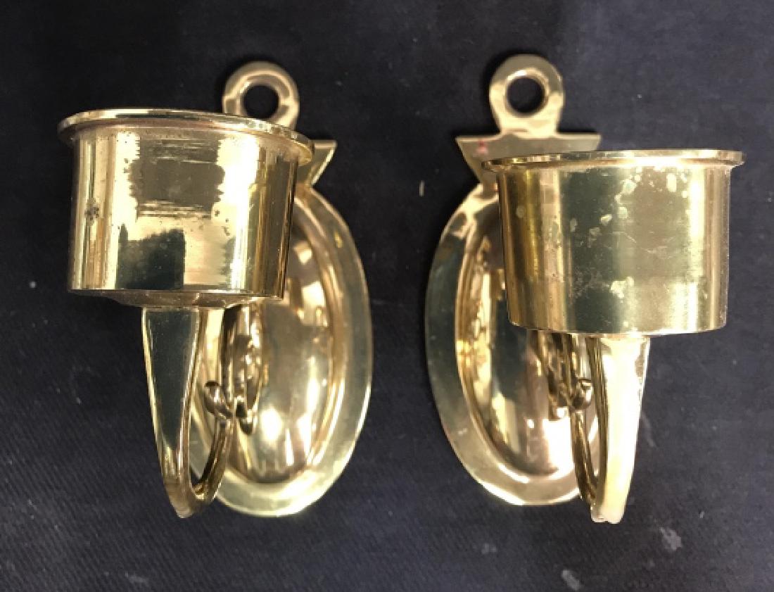 Pair Gold Toned Metal Wall Sconces (1 of 5)