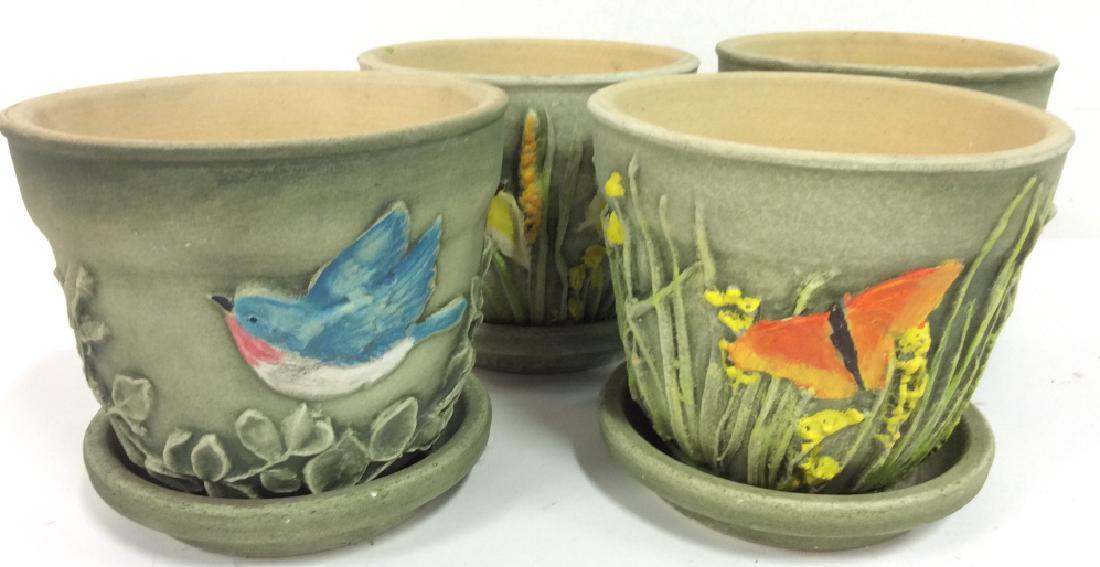 Set 4 Handpainted Burley Clay Ceramic Planters (1 of 6)