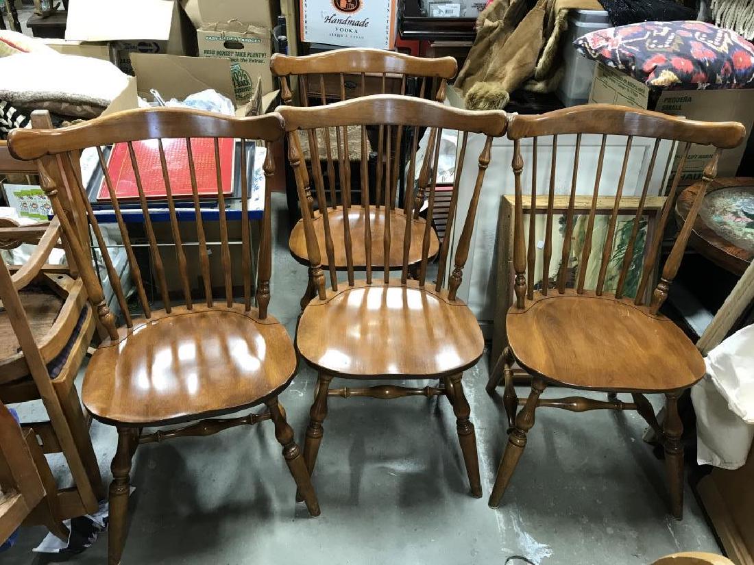 4 Carved Wooden ETHAN ALLEN Spindle Back Chairs (1 of 8)