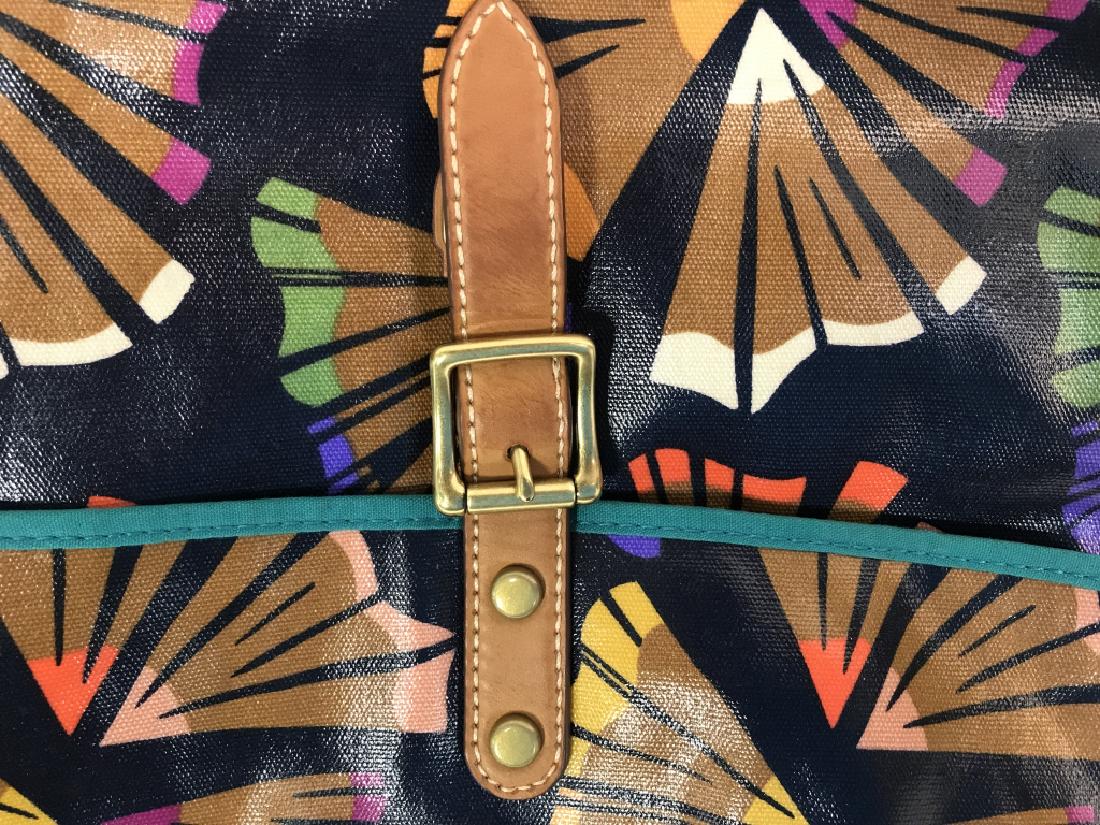 Colorful Ladies FOSSIL Handbag: Never worn leather and canvas purse, pocketbook, shoulder bag, tote bag, ladies fashion accessory, measures ht app 10 inches width app 14 inches