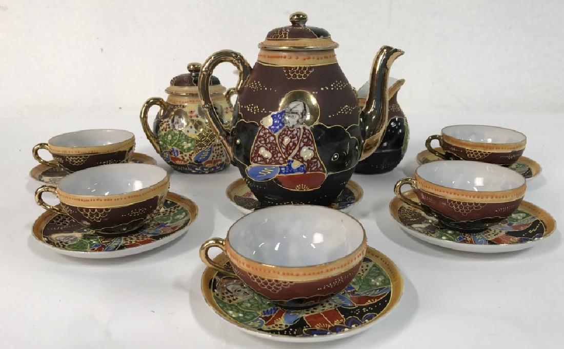 14 Vintage Handpainted Partial Oriental Tea Set (1 of 8)