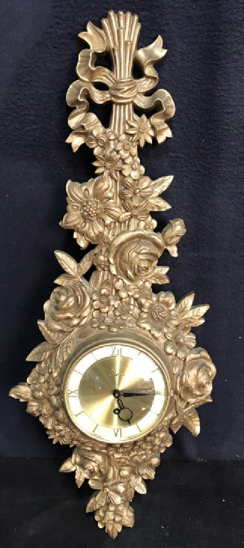 Antique Gesso Gilded Floral Wall Clock (1 of 8)