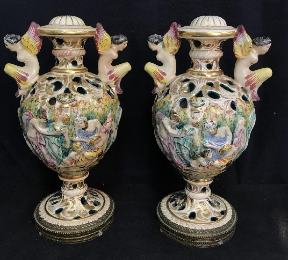 Pair Of Poss Antique Capodimonte Urns (1 of 13)