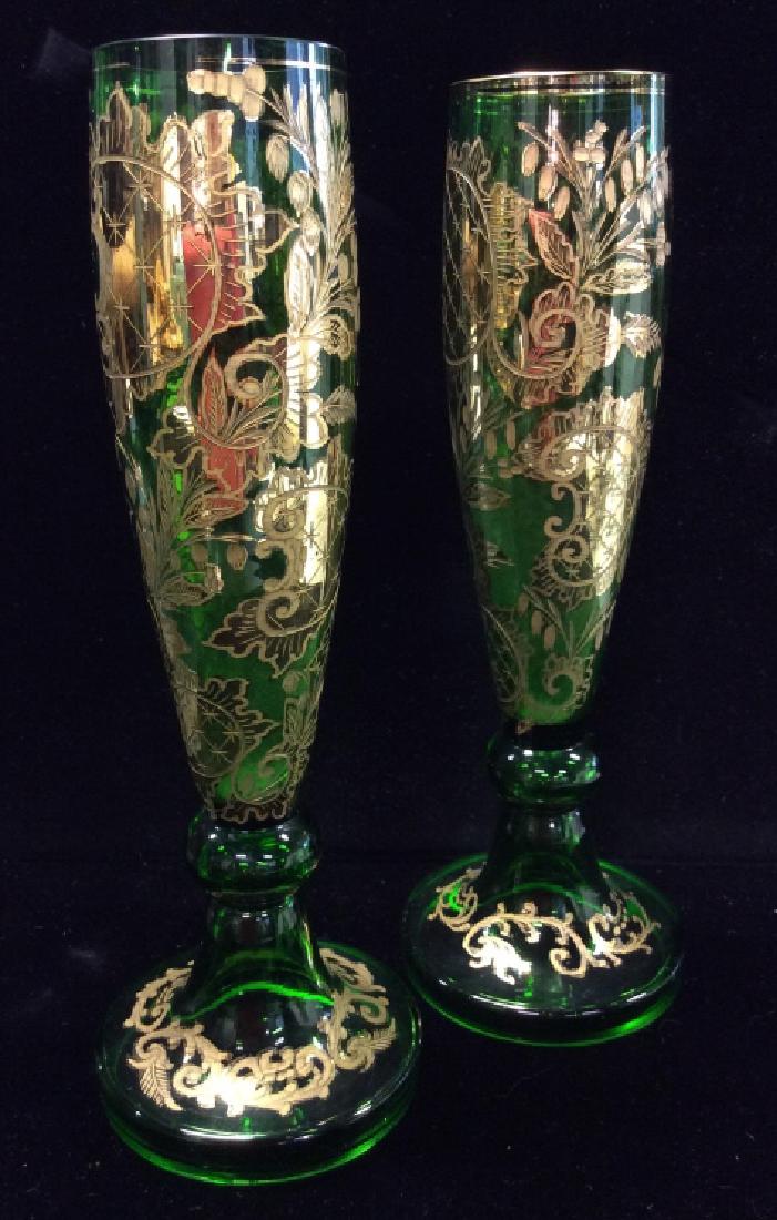 Pair Moser Bohemian Glass Gilt Bud Vases (1 of 6)