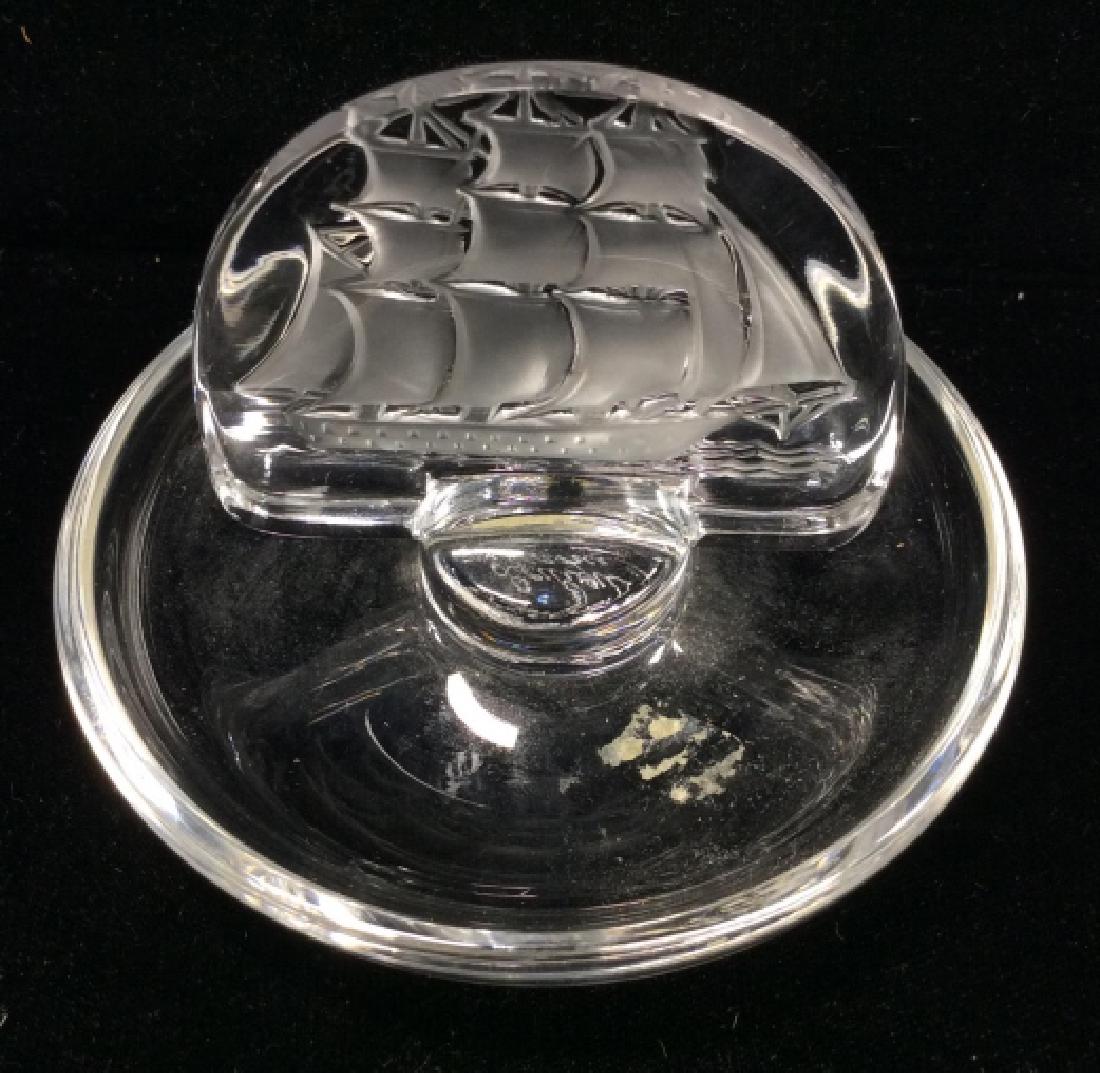 LALIQUE Signed Crystal Boat Ship Trinket Dish (1 of 7)