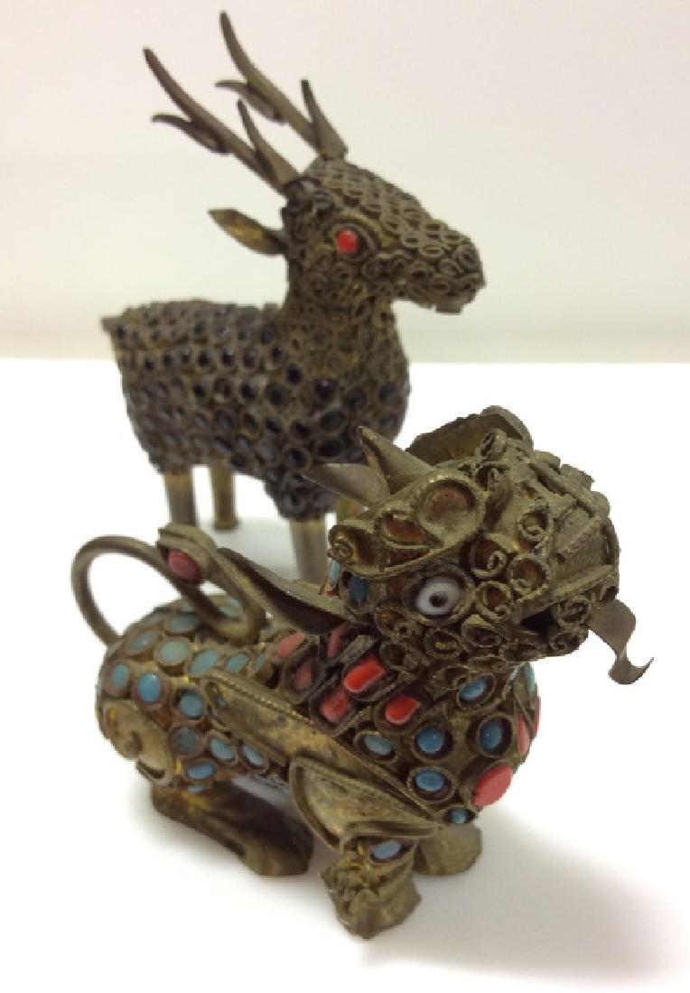 Lot 3 Brass Toned Oriental Animal Statuettes (1 of 7)