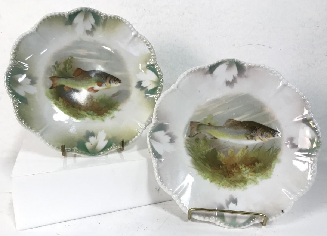 Lot 2 German Silesian Porcelain Fish Plate