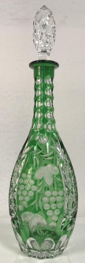 Bohemian Green Cut To Clear Liquor Decanter (1 of 9)