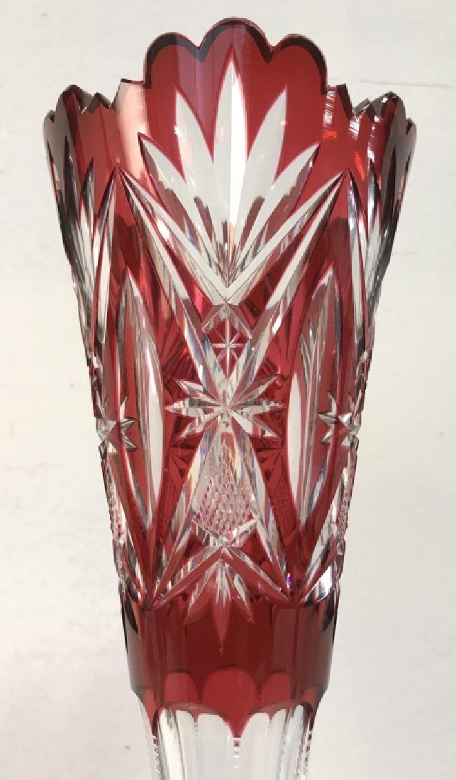 American Cranberry Cut-to-Clear Trumpet Vase (1 of 10)