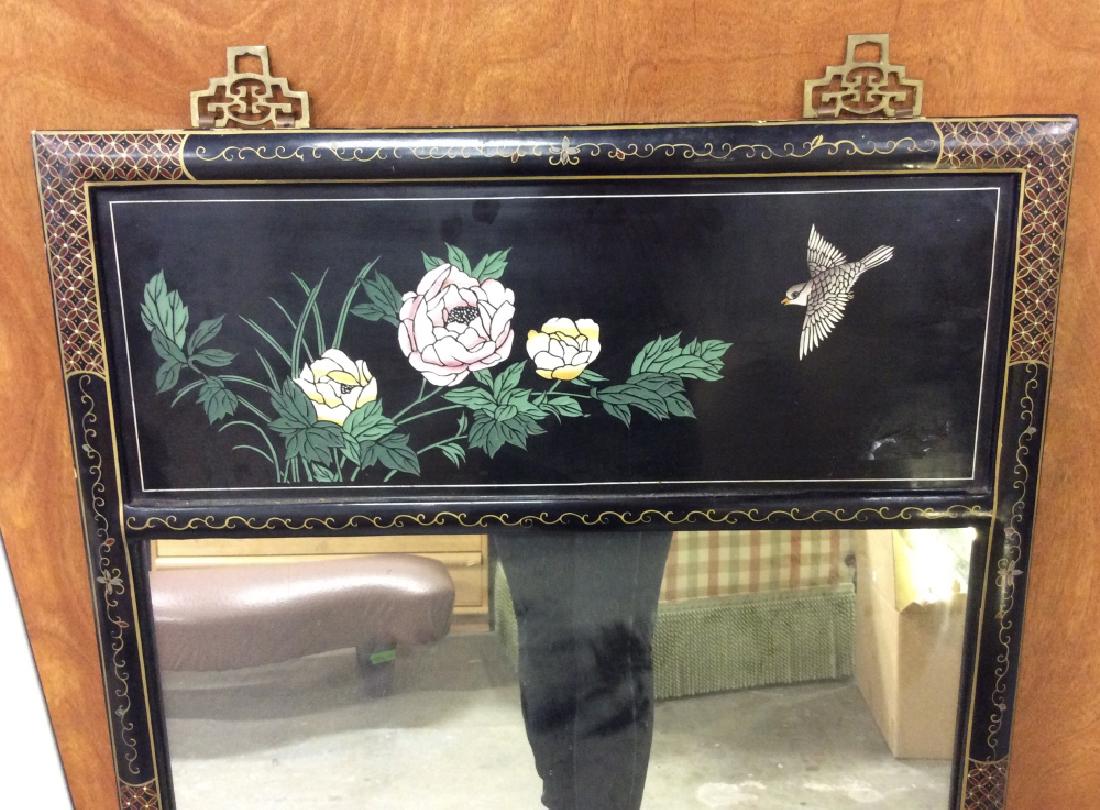 Vintage Oriental Mirror W Carved Floral Design (1 of 8)