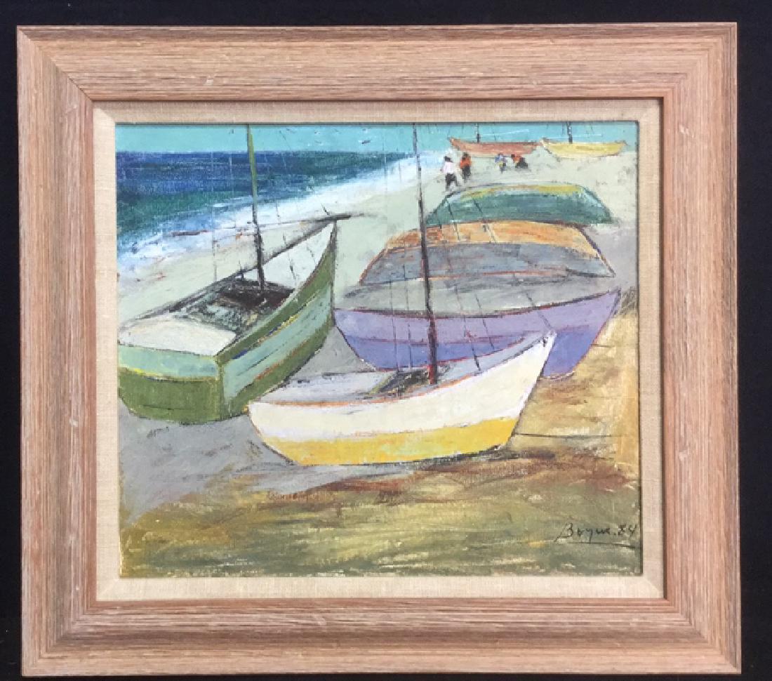 Framed Seaside Sailboat Painting On Canvas (1 of 8)