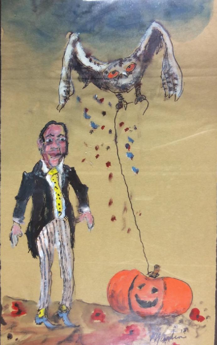 JAMES MARTIN Man w Bat  Painting on Paper (1 of 9)