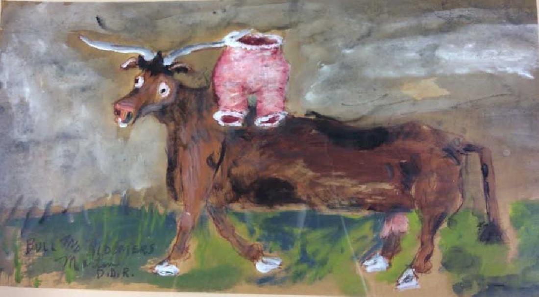 JAMES MARTIN Bull and Bloomers Painting on Paper (1 of 8)