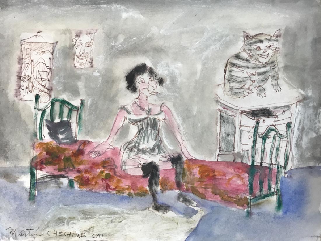 JAMES MARTIN CHESHIRE CAT Framed Watercolor (1 of 10)