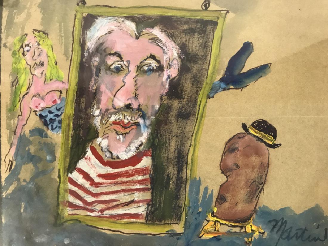 JAMES MARTIN Framed Bird Mermaid Painting On Paper (1 of 10)