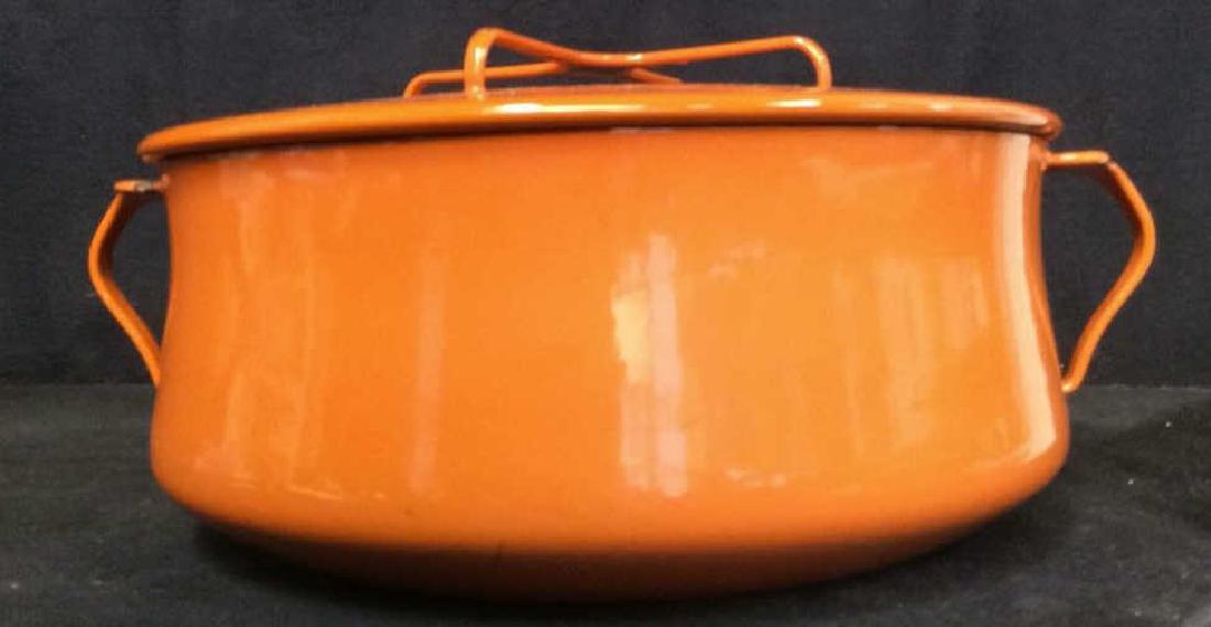 Vintage DANSK Orange Enamel Pot w Lid (1 of 10)