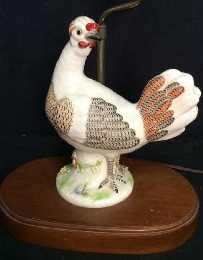 Porcelain Painted Rooster Figural Lamp. Italy (1 of 8)
