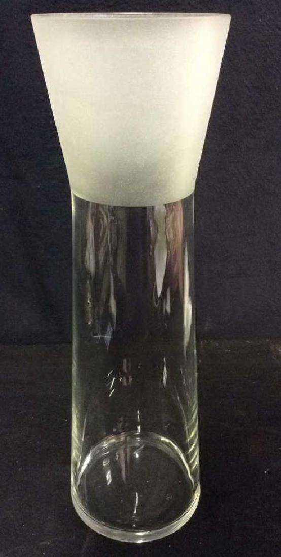 Ligne Roset VIntage Art Glass Vase: Designed by Ligne Roset, Art Glass Vase,Vase is glass, contains frosted upper area. Vase tapers in then fans out. Measures approx 16 inches tall 5 inches diameter.,Designer home accessory